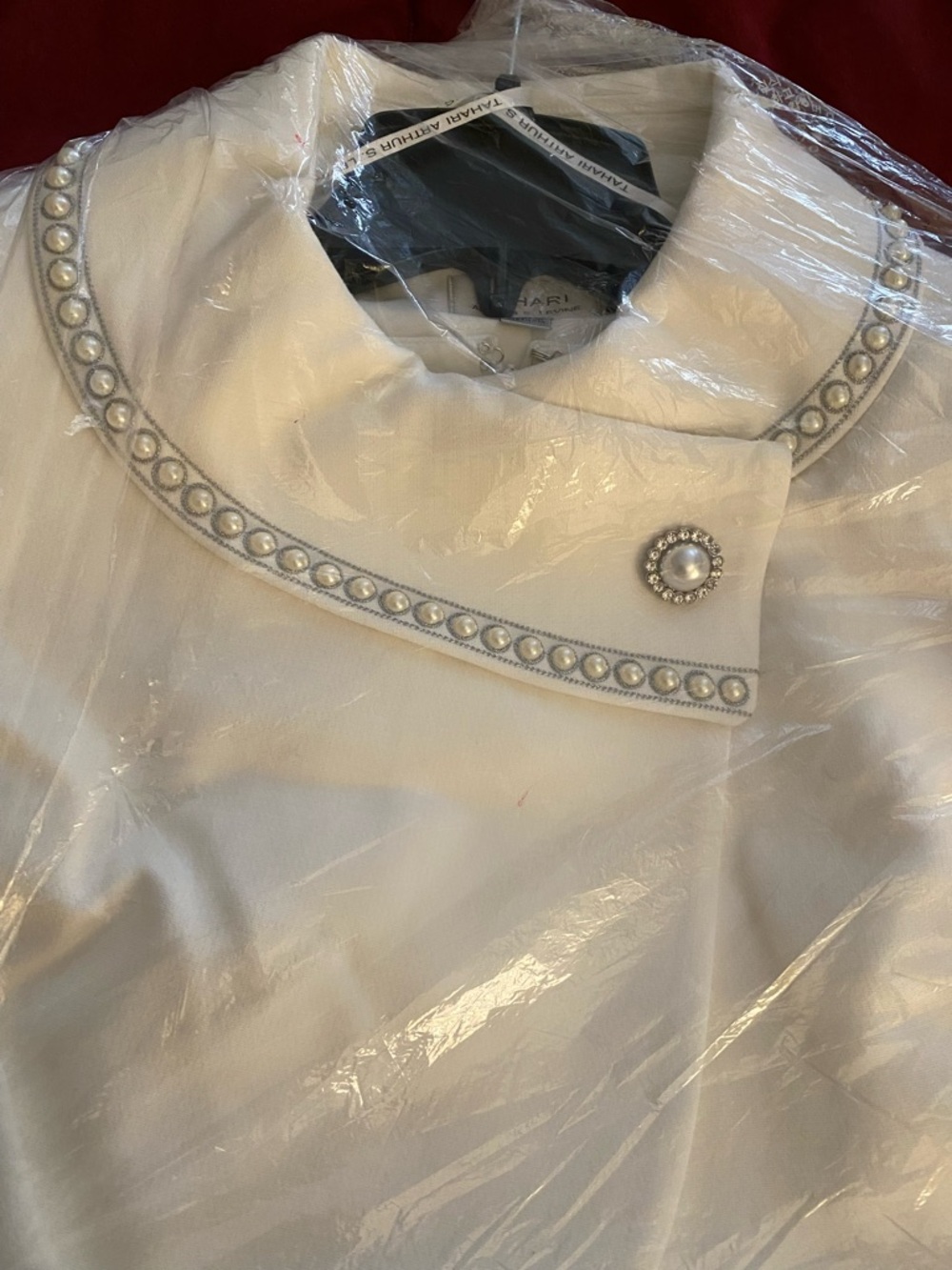 NWT Tahari Arthur S. Levine | Ivory Pearl-Trimmed Dress & Jacket Suit Set | Sz 2 - Picture 3 of 10